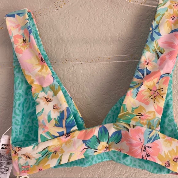Billabong Tropic Time Reversible Plunge Bikini Top Size M